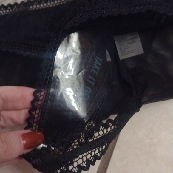 NWT Thistle and Spire Eyelash Mirage Lace Mesh Thong Black size XL - Picture 8 of 10